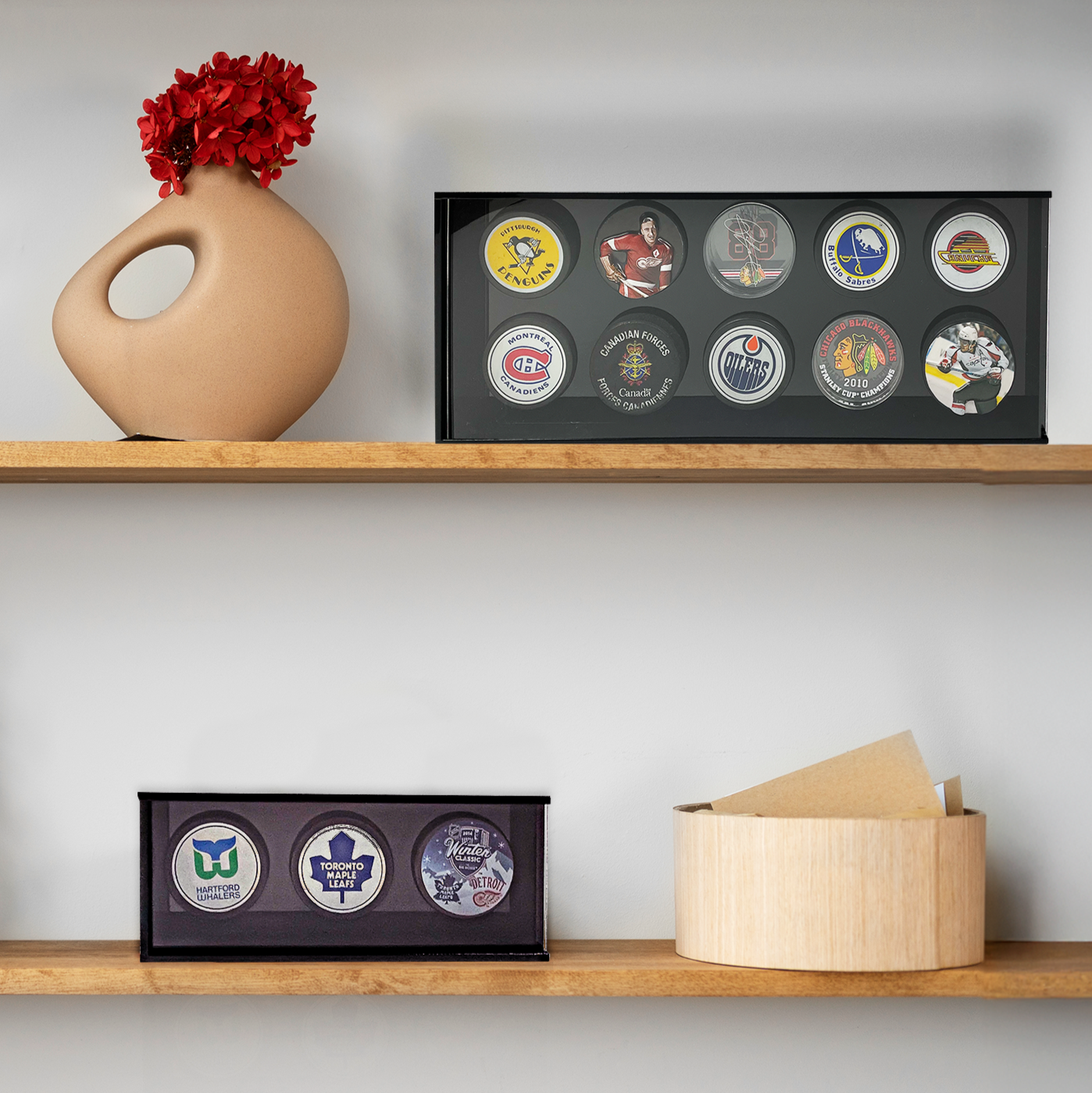PATHER® Hockey Puck Display Case - 3 Slots