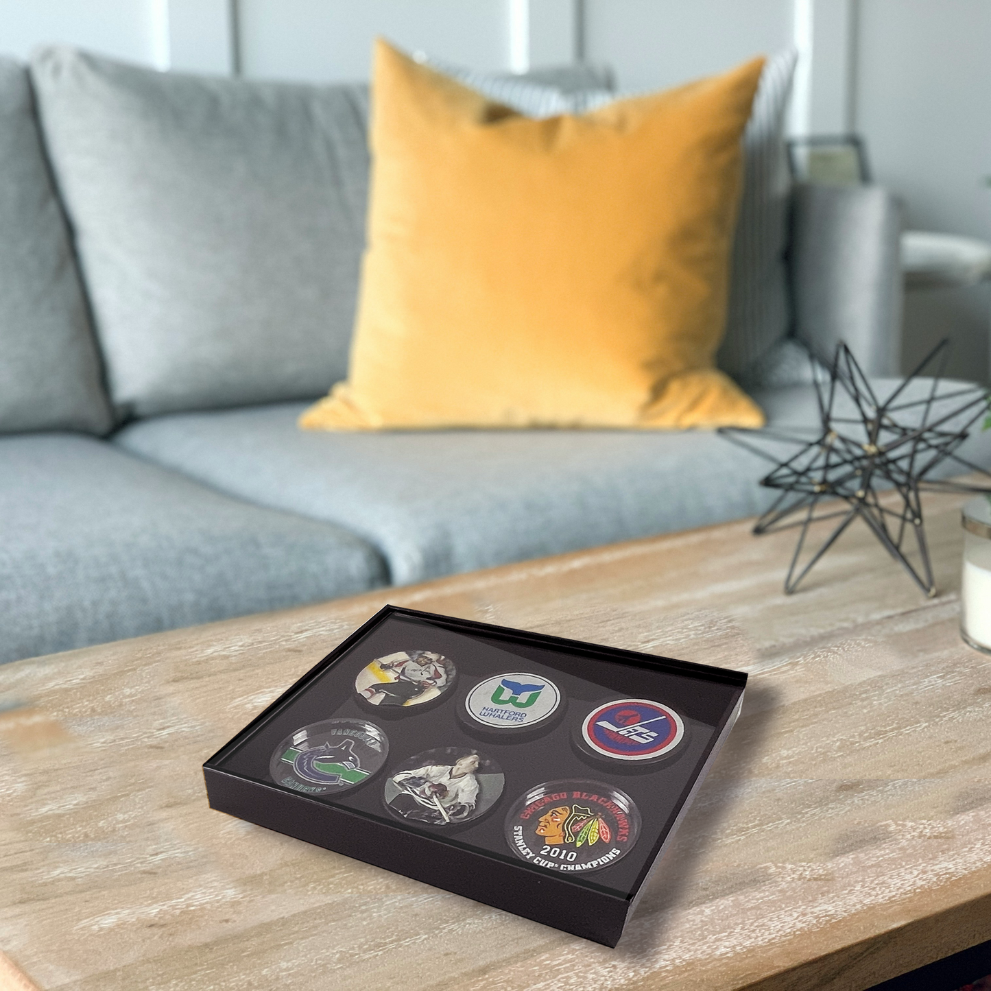 PATHER® Hockey Puck Display Case - 6 Slots