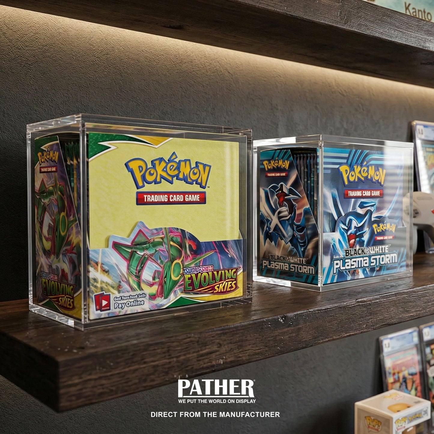 PATHER.  Pokemon Booster Box Display Case with Magnetic Lid