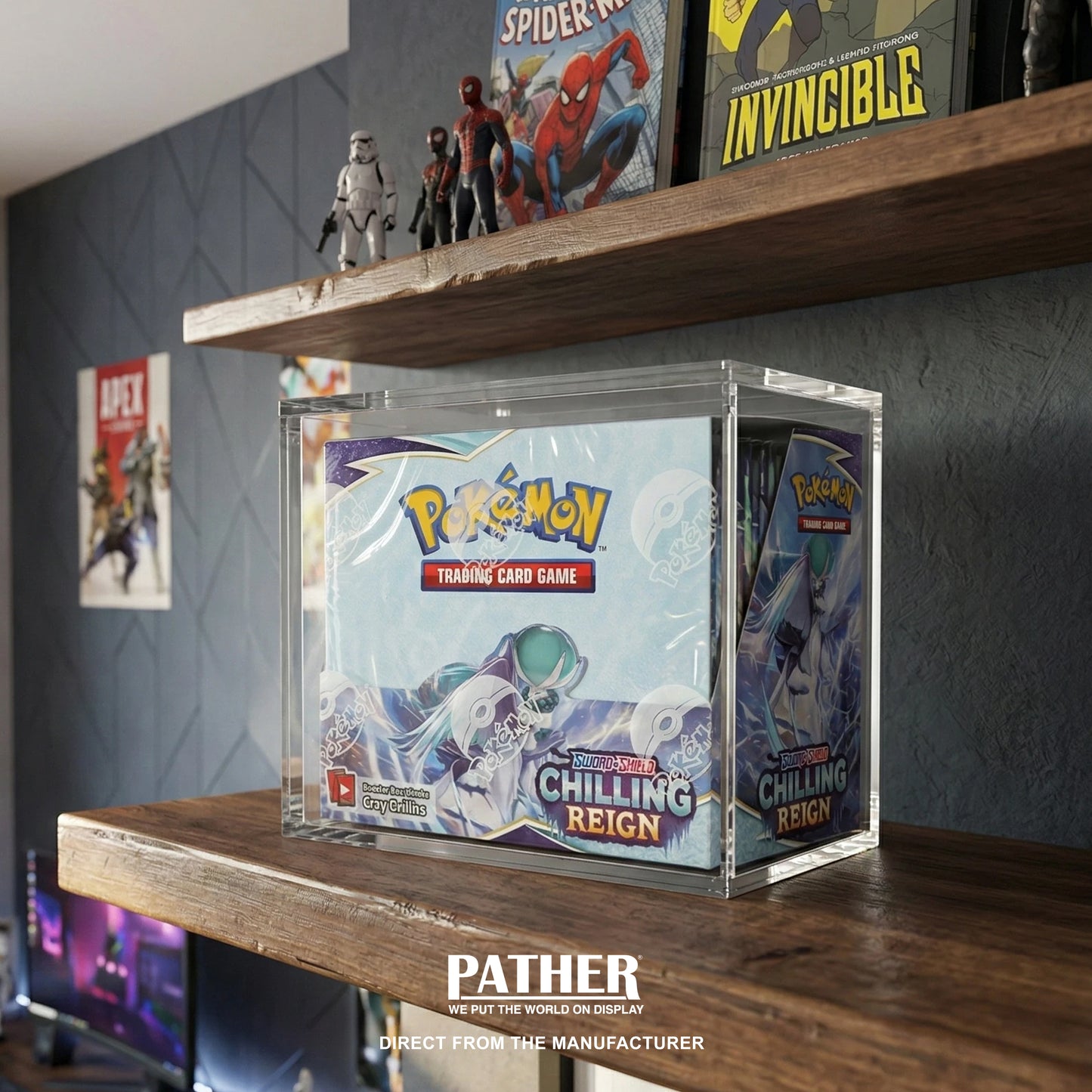 PATHER.  Pokemon Booster Box Display Case with Magnetic Lid
