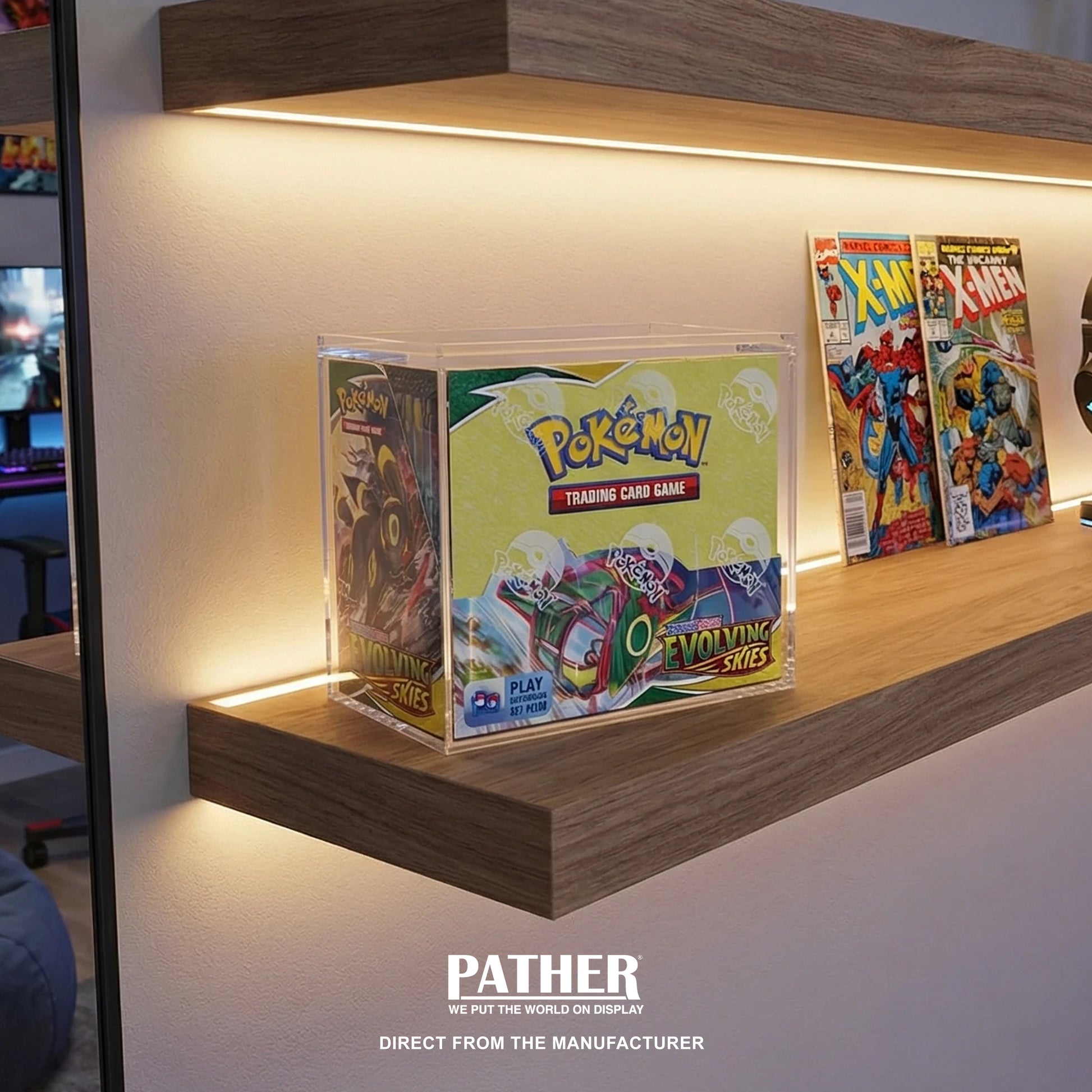 PATHER. Pokemon Booster Box Display Case with Sliding Lid Pather US PATHER. Pokemon Booster Box Display Case with Sliding Lid Pather US