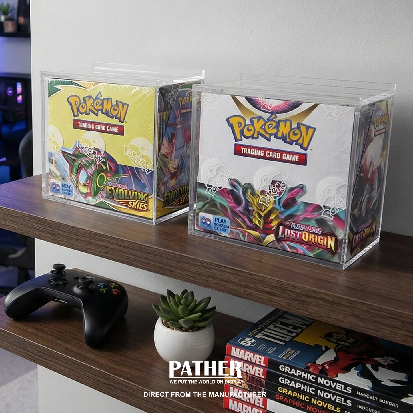 PATHER. Pokemon Booster Box Display Case with Sliding Lid