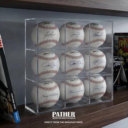 PATHER. Baseball Display Case - 9 Slots