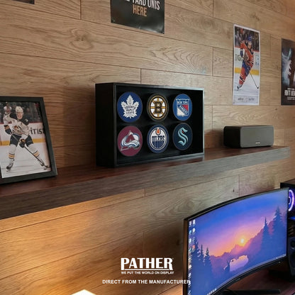 PATHER. Hockey Puck Display Case - 6 Slots
