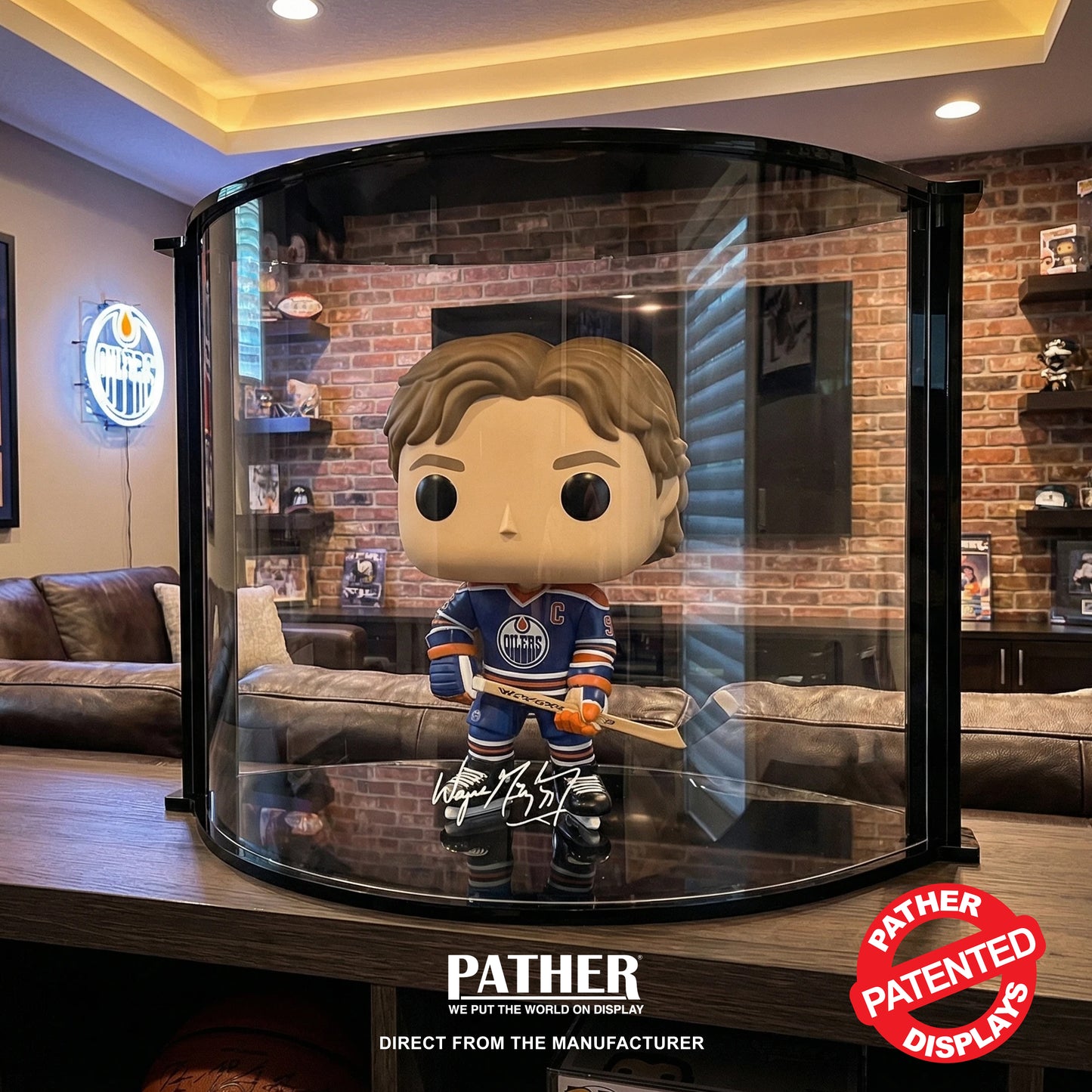 PATHER. Patented Luxury Double Curved Display Case - Extra Large