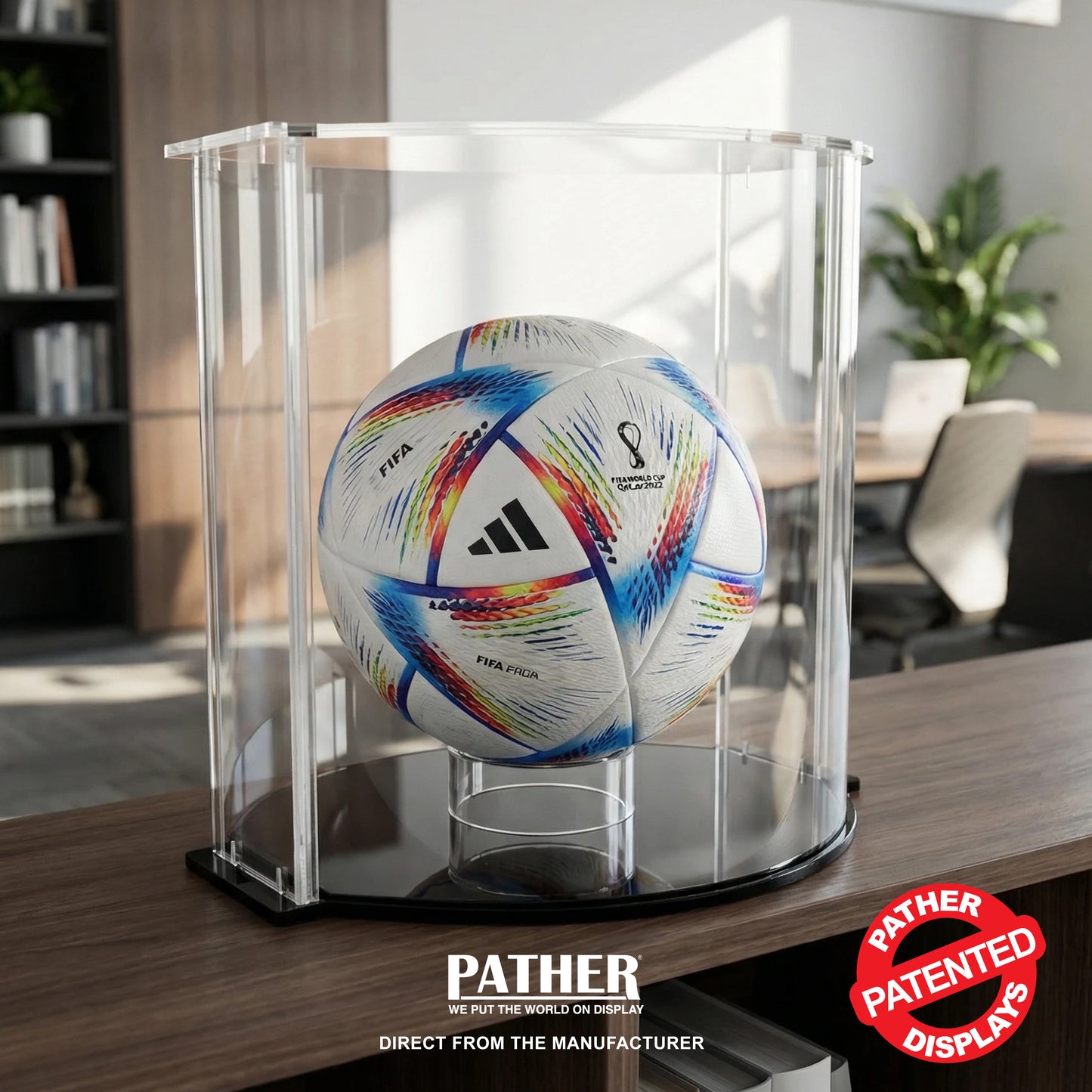 Pather. Patented Clear Small Luxury Double Curved Case with Black Base