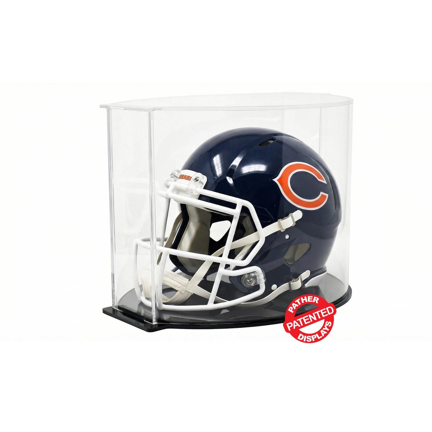PATHER. Patented Clear Luxury Double Curved Case w Black Base - Large