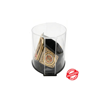 Pather. Patented 12.5in h Large Double Curved Display Case with Black Base