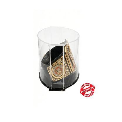 Pather. Patented 12.5in h Large Double Curved Display Case with Black Base