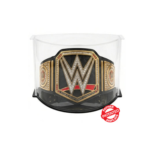 Pather. Patented 12.5in h Large Double Curved Display Case with Black Base